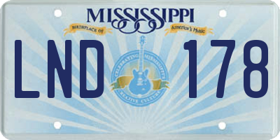 MS license plate LND178