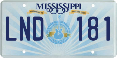 MS license plate LND181