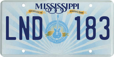 MS license plate LND183