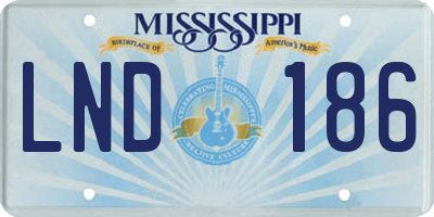 MS license plate LND186