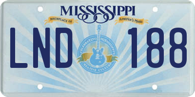 MS license plate LND188
