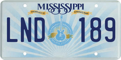 MS license plate LND189