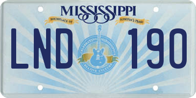 MS license plate LND190