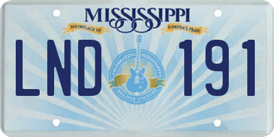 MS license plate LND191