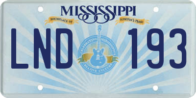 MS license plate LND193