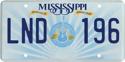 MS license plate LND196