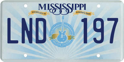 MS license plate LND197