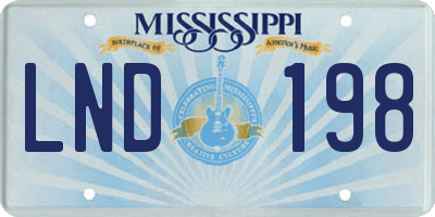 MS license plate LND198