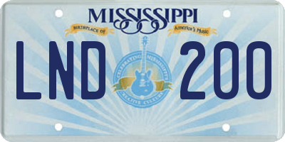 MS license plate LND200