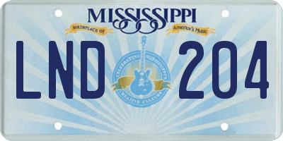 MS license plate LND204