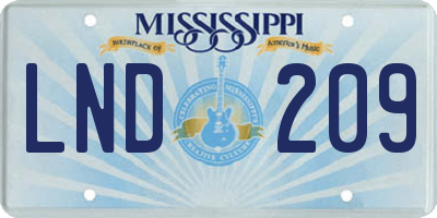MS license plate LND209