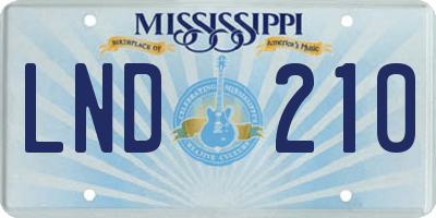 MS license plate LND210