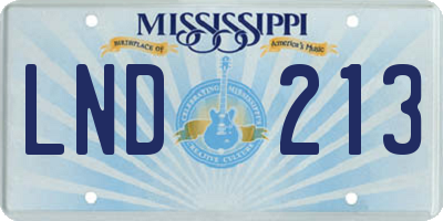 MS license plate LND213