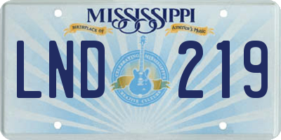 MS license plate LND219