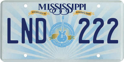 MS license plate LND222