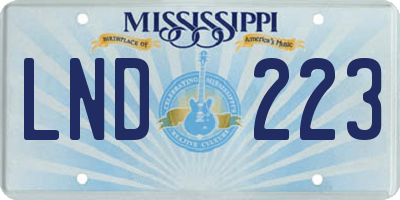 MS license plate LND223