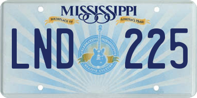 MS license plate LND225