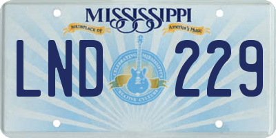 MS license plate LND229