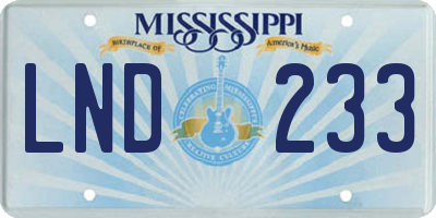 MS license plate LND233