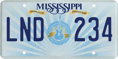 MS license plate LND234
