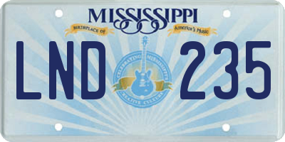 MS license plate LND235