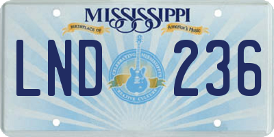 MS license plate LND236