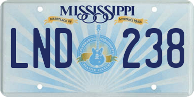 MS license plate LND238