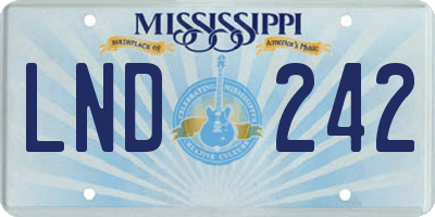 MS license plate LND242