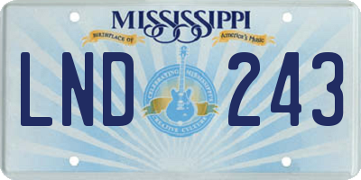 MS license plate LND243
