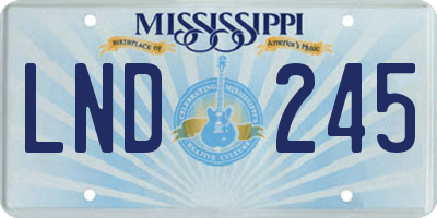 MS license plate LND245