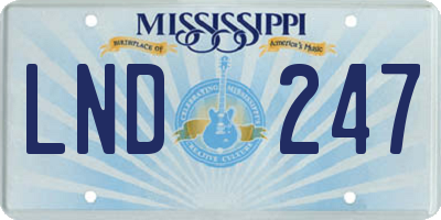 MS license plate LND247