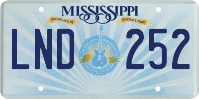 MS license plate LND252