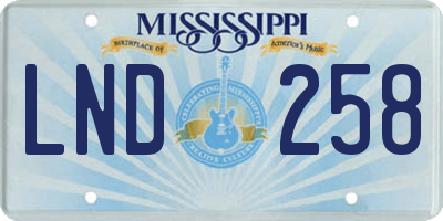 MS license plate LND258