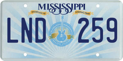 MS license plate LND259