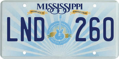 MS license plate LND260