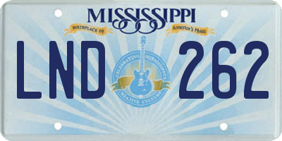 MS license plate LND262