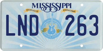 MS license plate LND263