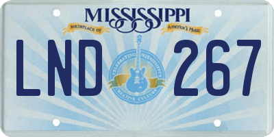 MS license plate LND267