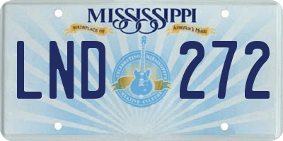 MS license plate LND272