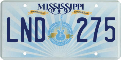 MS license plate LND275