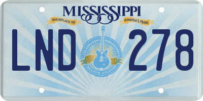 MS license plate LND278