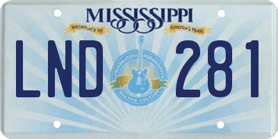 MS license plate LND281