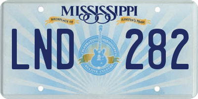 MS license plate LND282