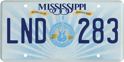 MS license plate LND283