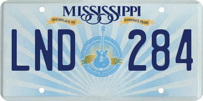 MS license plate LND284