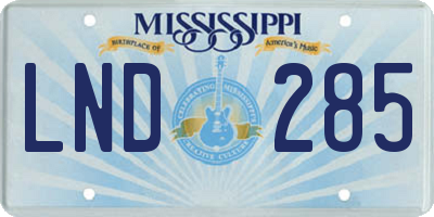 MS license plate LND285