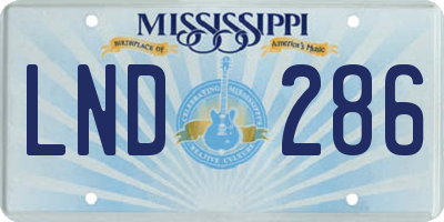 MS license plate LND286