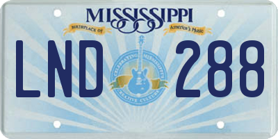 MS license plate LND288