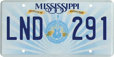 MS license plate LND291