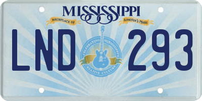 MS license plate LND293